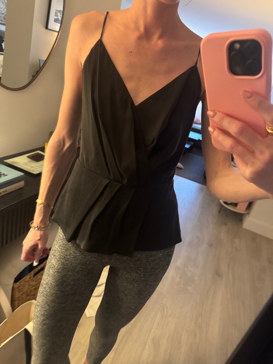L'AGENCE Tops - L'AGENCE Black Draped V-Neck Camisole
